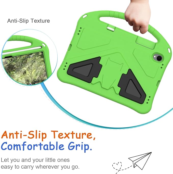 Kids Case for Samsung Galaxy Tab S11 2025 11" Tablet, Techcircle Light Weight Shock Proof EVA Foam Handle Rugged Stand Protective Case, Green