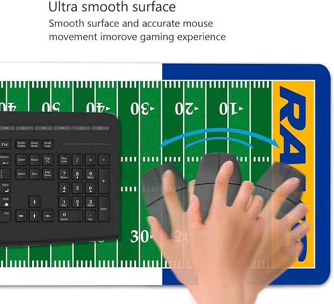 Large Gaming Mouse Pad, Mousepad with Non-Slip Rubber Base for Laptop Computer Desktop Keyboard,Football Fans Boy Husband Gift Yellow Design Mat