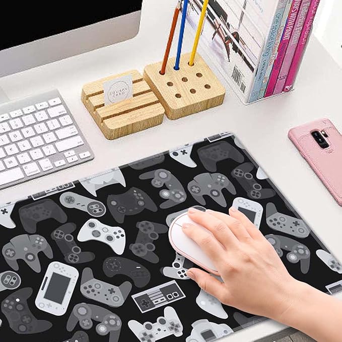 Video Game Controller Pattern Large Gaming Mouse Pad Keyboard Desk Pad Extended Mouse Pad Gaming Office Decor, PC Laptop Mouse Pads Large (31.5x151.8 in) with Stitched Edges Non-Slip Base Mousepad XL