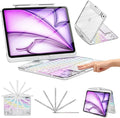 TSQQST Clear Wireless Keyboard Case for iPad Air 13 Inch (M4/M3/M2, 2026/2025/2024)/ iPad Pro 12.9" (6th/5th/4th/3rd Gen), 7-Color Backlit, Pencil Holder & Multi-Touch Trackpad, 360 Rotatable, White