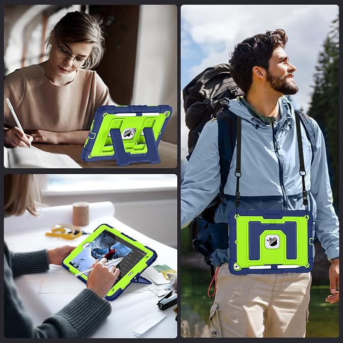 for iPad 9th/ 8th/ 7th Generation 10.2 Inch (2021/2020/ 2019) iPad Case 9th Generation with Pencil Holder,Heavy Duty Shockproof Cover for i Pad 9th/8th/7th Gen,Navy Green