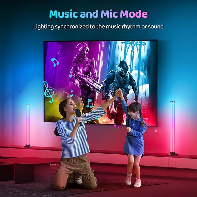 RGB Light Bars 360° Full-Screen Lighting, 2x16.5 Inch Smart RGB IC LED Light Bars for Room, Music Sync TV Lights Bar with Remote, App Control, USB Powered for PC Monitor Backlight Bedroom Gaming Desk