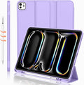 iMieet iPad Pro 13 Inch Case (M5/M4) 2025/2024 with Pencil Holder, Trifold Stand Smart Case with Soft TPU Back, Auto Wake/Sleep (Clove Purple)