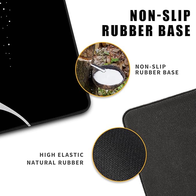 Japanese Sea Wave Gaming Mouse Pad Kanagawa Black Desk Mat Kawaii Mousepad Mouse Pad, Extra Large Deskmat Cut Laptop Mouse Pads Decor