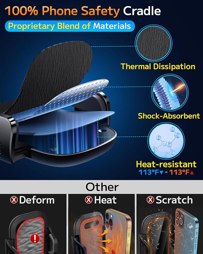 Qifutan Dash Mounted Phone Holders for Your Car Dash Phone Mount for Car Dashboard Air Vent Multi-Mount 3 in 1 Vehicle Windshield Holder Compatible Multi-Device Clip Desk Mount