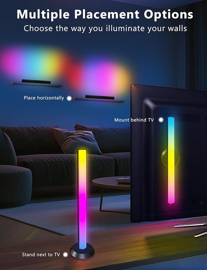 DAYBETTER Smart LED Light Bars, RGB Light Bar, 14 Inches TV Backlights with Scene and Music Modes, Smart Light Bars with Multiple Placement Options, Mood Lighting, PC Gaming Light Bar for Room Decor