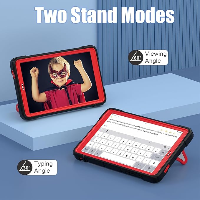 AKABEILA Compatible with Samsung Galaxy Tab A7 Lite 8.7 inch T225/T220(2021) Tablet Case，Lightweight Shockproof Rugged Protective Cover with Kickstand for Kids Children Boys Babies Black Red