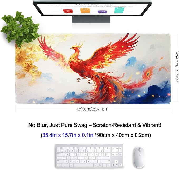 XXL Gaming Mouse Pad 35.4x15.7 Professional Large Mouse Pad & Computer Game Mouse Mat-90x40 Phoenixcmh
