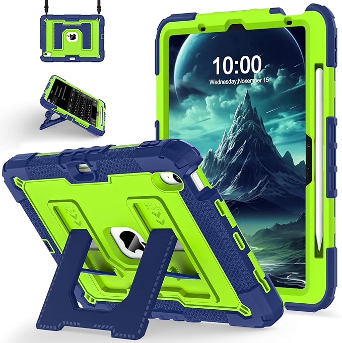 for iPad Air 11 Inch M4 (2026) /M3 (2025) /M2 (2024) iPad Air 5th/4th Generation Case 10.9 Inch (2022/2020),Military Grade Shockproof iPad Case Air 11 Inch with Pencil Holder, Navy Green