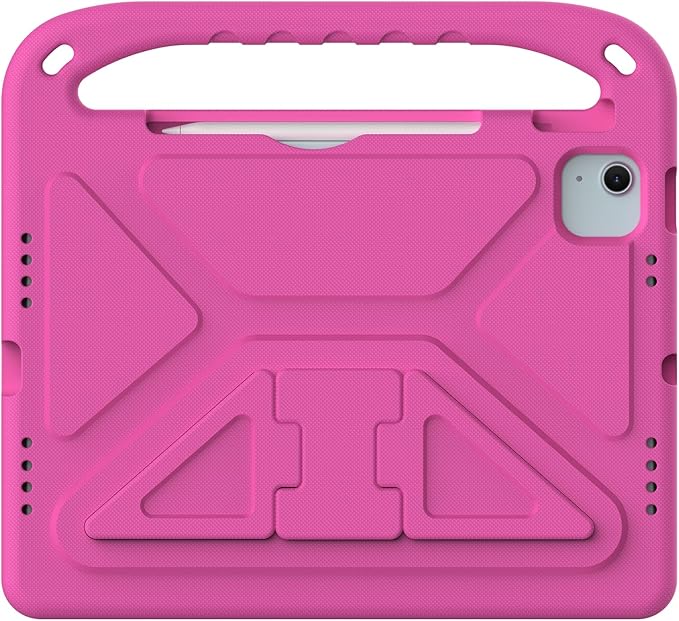 Kids Case for iPad Air 11 inch M4/M3/M2 (2026/2025/2024) & iPad Pro 11 inch M5/M4 (2025/2024) with Pencil Holder/Handle/Kickstand Lightweight Shockproof Cute Soft EVA Foam Stand Cover, Rose