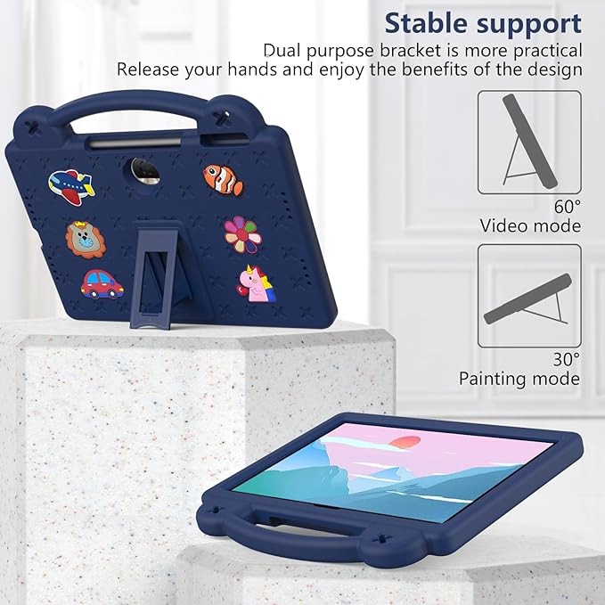 AKABEILA Compatible with Honor Pad 9 2023 12.1 inch Tablet Case, Kids Friendly Universal Lightweight Shockproof Protective Case with Shoulder Strap & Stand Handle Navy Blue
