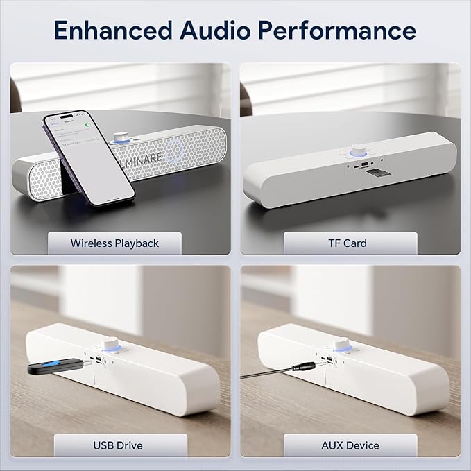FULMINARE Bluetooth Speaker 26W HD Sound, 30H Playtime Portable Wireless Speaker with Bluetooth 5.3, AUX/TF-Card/USB Input, LED Lights for Home, Party, Outdoor, Birthday Gift White