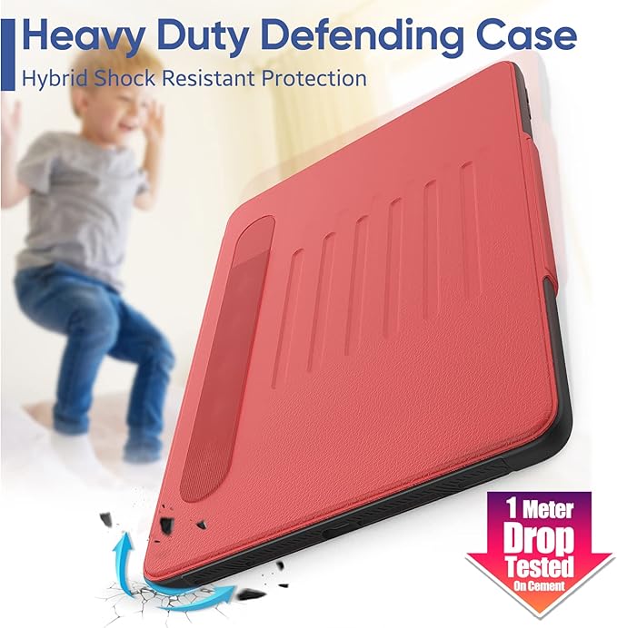 SEYMAC stock Case for iPad 6th/5th Generation/Air 2/Pro 9.7'', Strong Magnetic Auto Sleep Shockproof Case with Absorbing Multi-Angles Stand, Pen Holder, Card Slot (Red)
