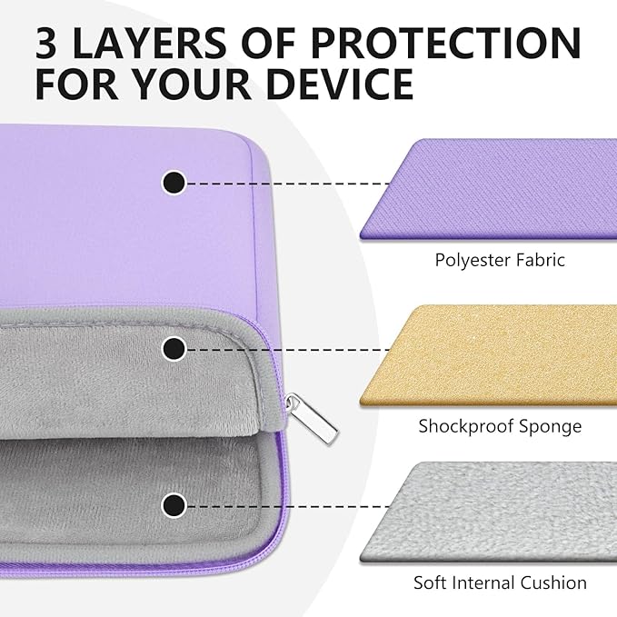Laptop Sleeve Case with Zipper Accessory Pocket Compatible with 13 to 14 inches MacBook Air/Pro Padded Computer Pouch Cover Shockproof Protective for 13” to 14” Laptop/Chromebook/Tablet,Purple
