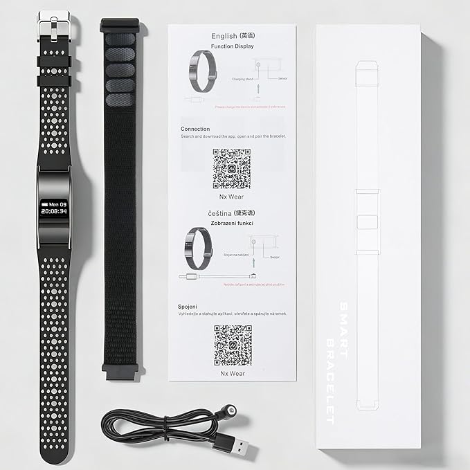 Smart Bracelet for Women Men,Wearable Activity & Fitness Tracker,All-Day Heart Rate/Stress/HRV/Step Monitor,24H Sleep Tracker,Multiple Sport Modes Smart Wristband with 2 Bands, Free APP
