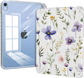Trifold Case for iPad 10th Generation 10.9 Inch 2022 with Pencil Holder, iPad 11th Generation A16 Case 11 inch 2025, Shockproof Clear Back Cover, Auto Sleep, Purple Floral