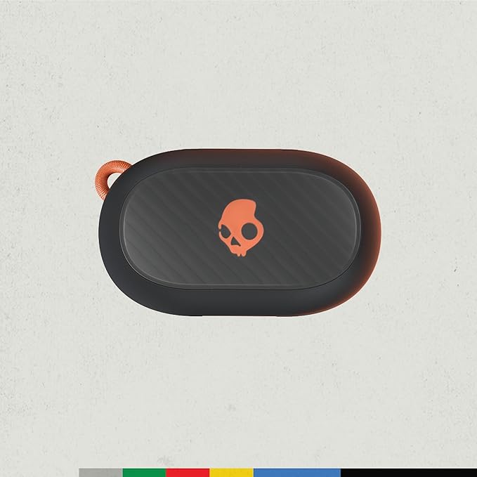 Skullcandy Sesh ANC Active Wireless Earbuds, Bluetooth Headphones, Noise Cancelling, Customizable Sound, 48 Hrs Battery, Stable Fit, Sweat and Waterproof, Microphone for iPhone Android - Black/Orange