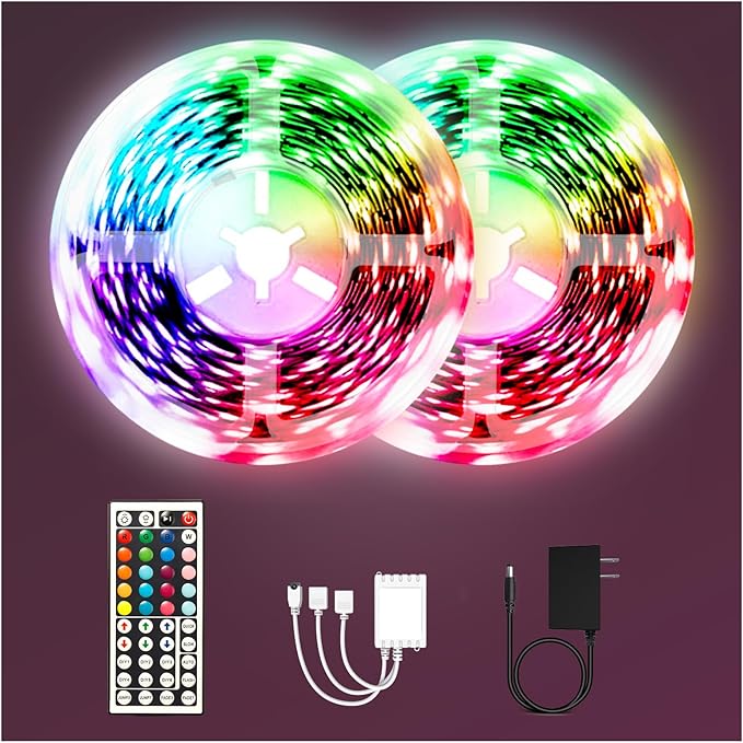 phopollo 65.6FT Led Lights for Bedroom, 5050 Color Changing Led Strip Lights with 44-Key Remote and 12v Power Supply, Led Lights Strip for Home Decoration.