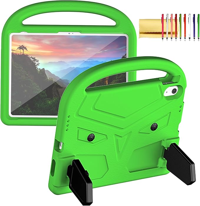 Dteck for iPad 10th Generation Case Kids 10.9 Inch 2022, Durable Lightweight Shockproof Protective Handle Stand EVA Foam Boys Girls Kids Proof Case for iPad 10th Generation 10.9 Inch 2022,Green