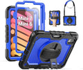 SEYMAC Case for iPad mini 7 (A17 Pro) 2024/ Mini 6 8.3″, Full-Body Shockproof Protective Case with Screen Protector, Rotating Stand, Hand/Shoulder Strap for iPad mini 7th/ 6th Generation, Dark Blue