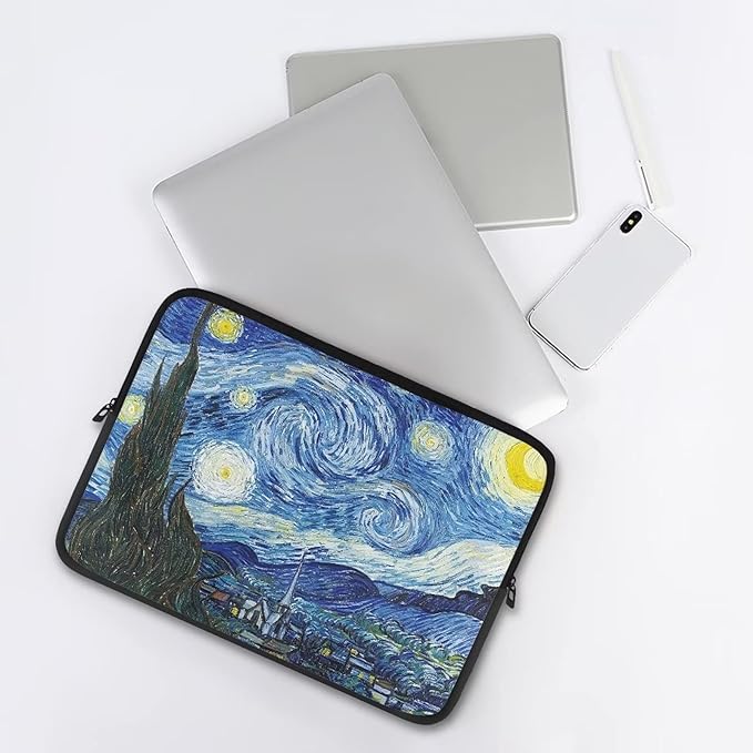 Starry Night Laptop Sleeve Case for Women Men Fashion Van Gogh Painting Pattern Laptop Protector with Versatile Uses Easy to Clean Ideal Gifts for Daily Use Travel at Different Occasions