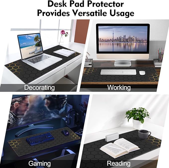 Galdas Mouse Pad for Gaming,XXL XL Large Mouse Mat Long Extended Mousepad Desk Mat Non-Slip Rubber Mice Pads Stitched Edges Thin (31.5 x 11.8 x 0.12 Inches) Grid