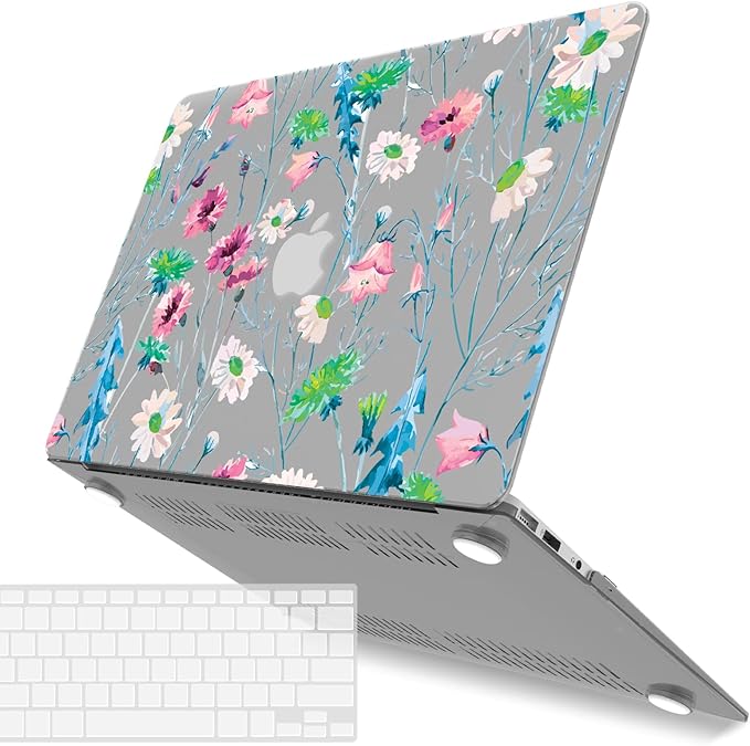 IBENZER Compatible with Old Version MacBook Air 13 Inch Case (2010-2017 Release). Models: A1466 / A1369, Plastic Hard Shell Case with Keyboard Cover for Mac Air 13, Daisy, A13BFL+1