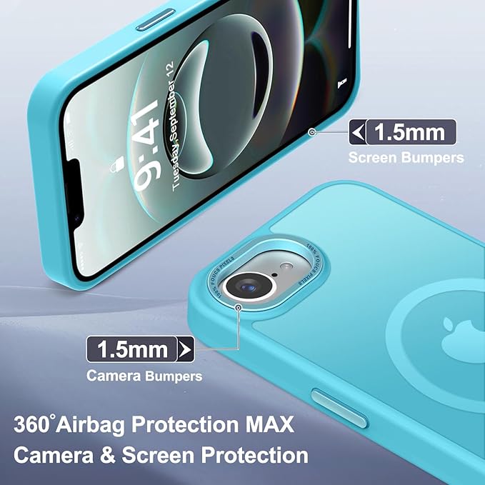 Newfuture Designed for iPhone 17e Case & iPhone 16e Case with Magnetic [13 FT Military Drop Protection] [Compatible with Magsafe] Translucent Shockproof with Anti-Fingerprint Phone Case, Lake Blue