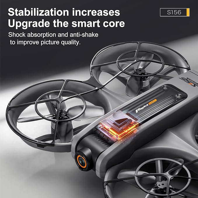 RC Drone with HD Dual Camera & Night LED, Brushless Motor Optical Flow Positioning Headless Mode S156 Mini Quadcopter, Beginner-Friendly FPV Photography Drones with 2 Batteries for Adults (Black)