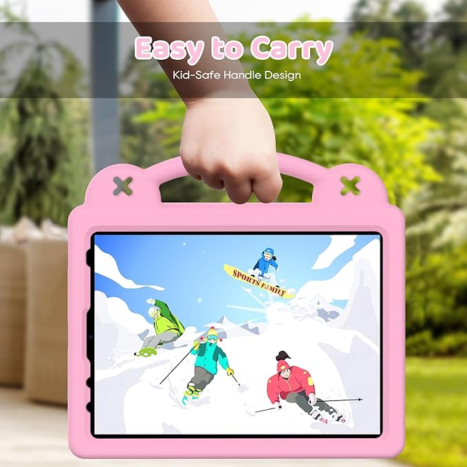 for iPad A16 11th 10th Generation Case 2025 2022 for Kids Boys, with Shoulder Strap Cute DIY Figures Kids Friendly Shockproof Handle Stand Protective Case Cover for Apple iPad 11th 10th Gen,Pink
