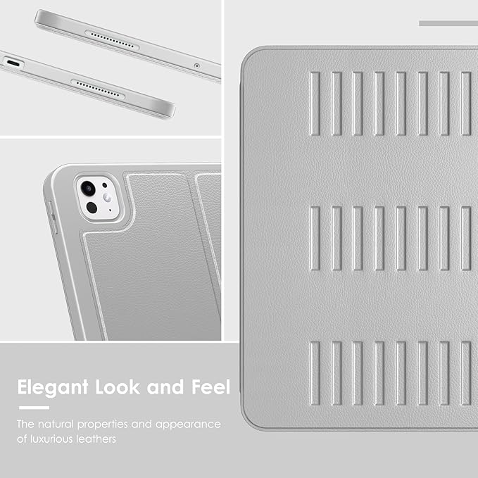 VIKESI Case for iPad iPad Pro 13-inch M5 or M4 Released in 2025 or 2024,Multiple Angles Magnetic Stand Cover,Shockproof Soft Back,Pencil Holder,and Auto Sleep/Wake,Gray