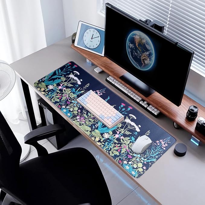 Gaming Mouse Pad XL XXL with World Map(31.5 x 11.8in), Desk Mat&Large Mouse Pad Keyboard Mat 3MM Anti Slip and Waterproof Rubber Mouse Pad(Dandelion)