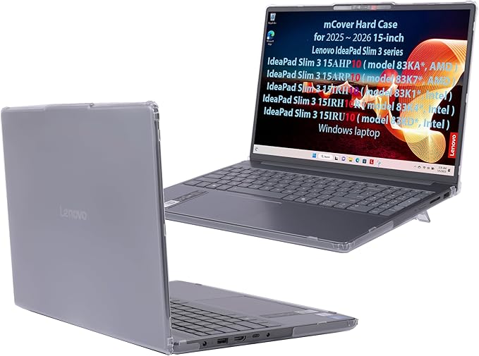 mCover Case ONLY Compatible for 2025-2026 15" Lenovo IdeaPad Slim 3 15AHP10 / 15ARP10 / 15IRH10 / 15IRU10 Series Windows Computers (NOT Fitting Any Other Lenovo Models) (Clear)