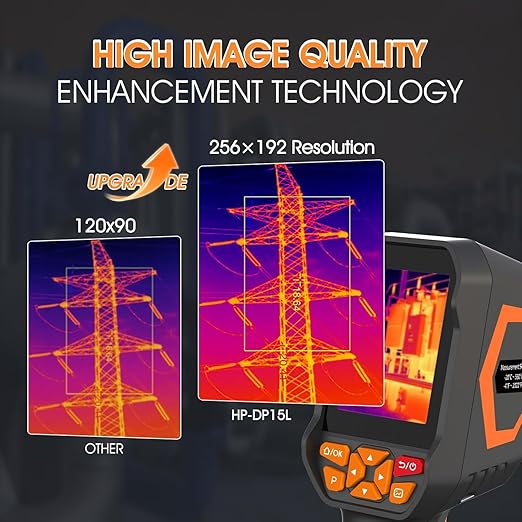 Thermal Imaging Camera 256 x 192 IR Resolution,512 x 384 Super Resolution Therma Camera,8 GB Storage & Video Recording, 1080P Visual Light Camera Handheld Infrared Thermal Imager with PC Analysis