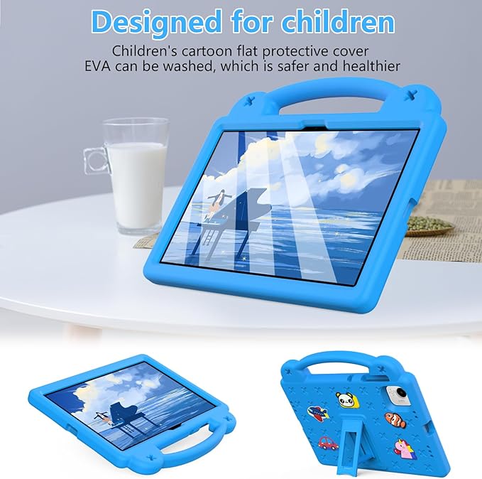 AKABEILA Compatible with Honor Pad X9a 2025 11.5 inch Tablet Case, Kids Friendly Universal Lightweight Shockproof Protective Case with Shoulder Strap & Stand Handle Sky Blue