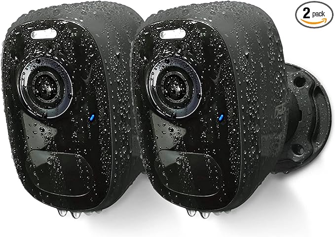 Magnetic Security Cameras Wireless Outdoor - Home Battery Powered WiFi Camera 2K Video/Color Night Vision/AI Motion Detection Siren Alarm and Spotlight 2-Way Audio Waterproof SD/Cloud (Black(2pcs))