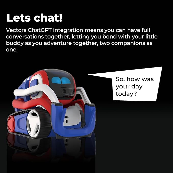 Anki Vector 2.0 AI ChatGPT Connected Robot Companion – Smart Autonomous Home Robot with Face Recognition and Voice Conversations - ChatGPT Subscription Required (Red, White & Blue)