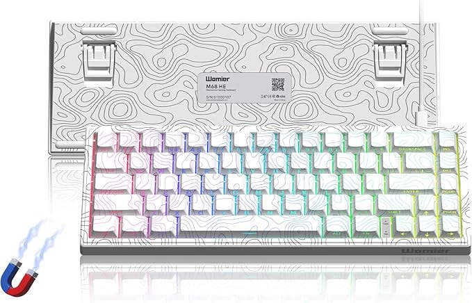 Womier M68 HE V2 Rapid Trigger Keyboard 60% Percent, Hall Effect Topographic Gaming Keyboard, Wired RGB Custom Mechanical Key Board with Magnetic Switch, PBT Keycaps for Mac/Win (White)