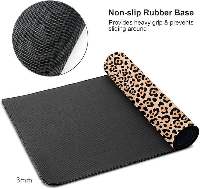 Cheetah Leopard Animal Print Large Extended Mouse Pads XL Mousepad with Stitched Edges Non-Slip Rubber Base Computer Keyboard Pad Desk Mat for Home Office Desk Decor, 29.5" X 15.8"