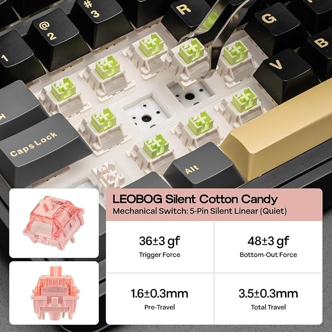 EPOMAKER X Aula EA75 MAX Wireless Gaming Keyboard with Screen & Knob, 5000mAh, Hot-Swap, Lubed Switches, RGB Backlit, Creamy Gasket, 75% Mechanical Keyboard (Black, Silent Cotton Candy Switch)