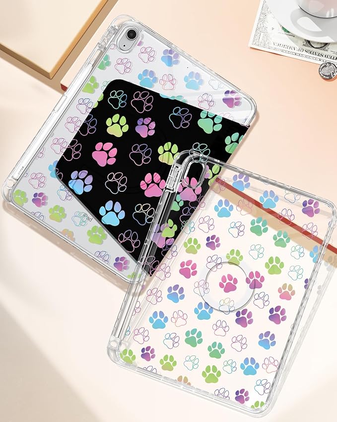 Shorogyt for iPad A16 11th Generation 11 inch 2025 /for i Pad 10th Generation case Magnetic Stand for Women - Cute Design 360 Degree Rotating Covers Girls Kids with Pencil Holder,Dog Claw