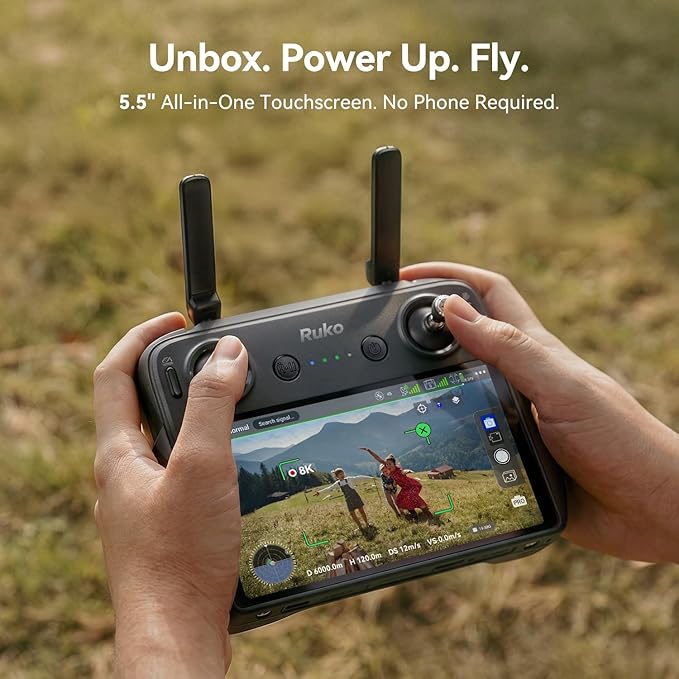 Ruko U11MINI 4K (RC3), Professional 8K Drone with 5.5" Touchcreen, Drones with camera for Adults 4K Video, 3-Axis Gimbal, 20000ft FPV Transmission, Under 249g FAA Exempt, Beginner (64-Min Flight)