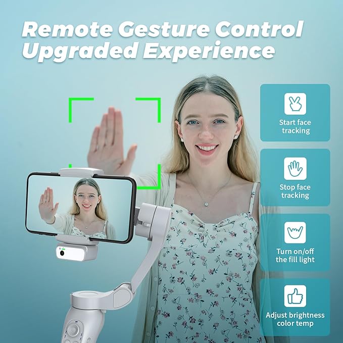DOSTDR - Phone Gimbal Stabilizer, 3-Axis Phone Holder, Foldable, Handheld, Gimble, Focus Option, TikTok, Lightweight, AI Tracking, YouTube, Vlog Stabilizer, Smartphones, Cameras, Tripod, Ideal Gift