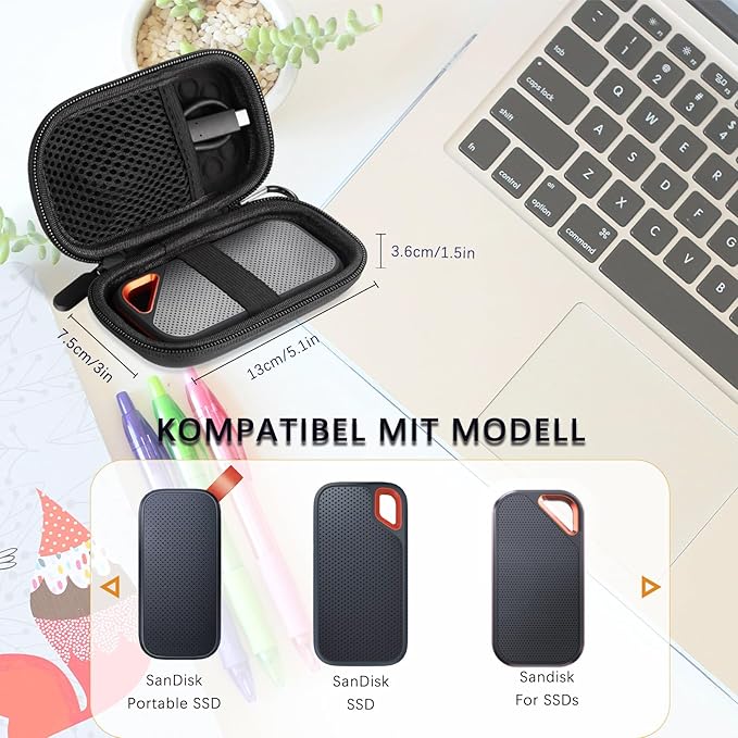 Hard Case Compatible with SanDisk Extreme Pro/SanDisk Extreme Portable External SSD 500GB 1TB 2TB, Portable Protective Storage Travel Bag (Box Only)