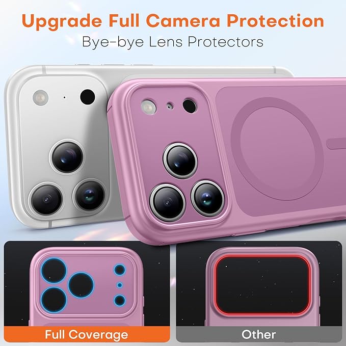 TAURI for iPhone 17 Pro Max Case, Compatible with MagSafe, (Full Camera Protection) Camera Control Cover Solid-Color Matte Magnetic 17 Pro Max Phone Case, Lilac Purple