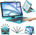 TSQQST Clear Keyboard Case for iPad Air 11 Inch (M4/M3/M2, 2026/2025/2024)/ iPad Air 5th/4th Generation 10.9" / iPad Pro 11" 1st/2nd/3rd/4th, Trackpad, Pencil Holder, 7-Color Backlit, Rotatable, Blue