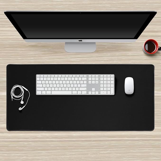 Extra Large Gaming Mouse Pad – 35.4"x15.7" XL Desk Mat with Stitched Edges, Non-Slip Rubber Base, Smooth Surface for Keyboard and Mouse - Office & Gaming Desk Pad - Black