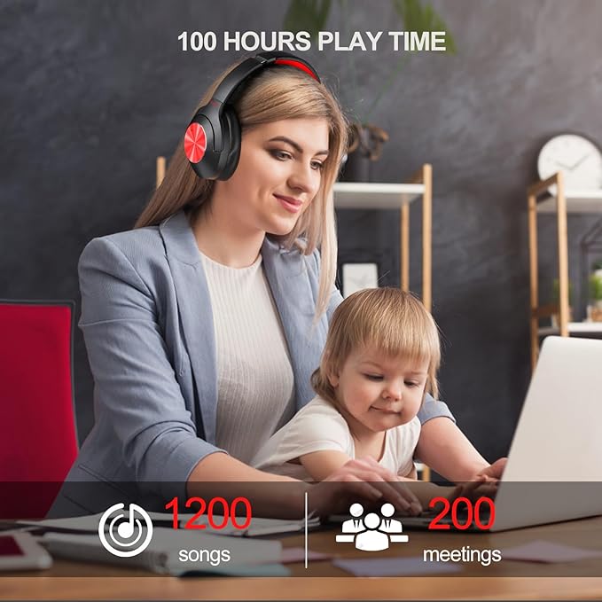 Hybrid Active Noise Cancelling Headphones - 2024 Upgraded Wireless Over Ear Bluetooth Headphones,100H Playtime,Hi-Res Audio,Deep Bass Noise Cancelling,Comfortable Ear Cup for Travel/Home/Office