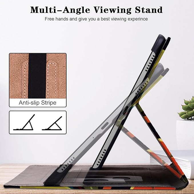 Case for iPad Pro 11 inch Case (M5/M4) 2025/2024, Premium Leather Folio Stand Cover with Auto Wake/Sleep, Pencil Holder and Card Slots - Watercolor