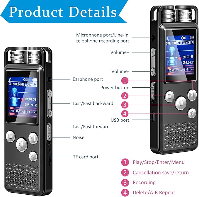 Dunzy 5 Pcs EVP Recorder Ghost Hunting Kit Paranormal Digital Voice Recorders with 4 LED Motion Activated Cat Balls Voice Activated Recorder with Playback for Paranormal Equipment(8 Gb, Chic Style)